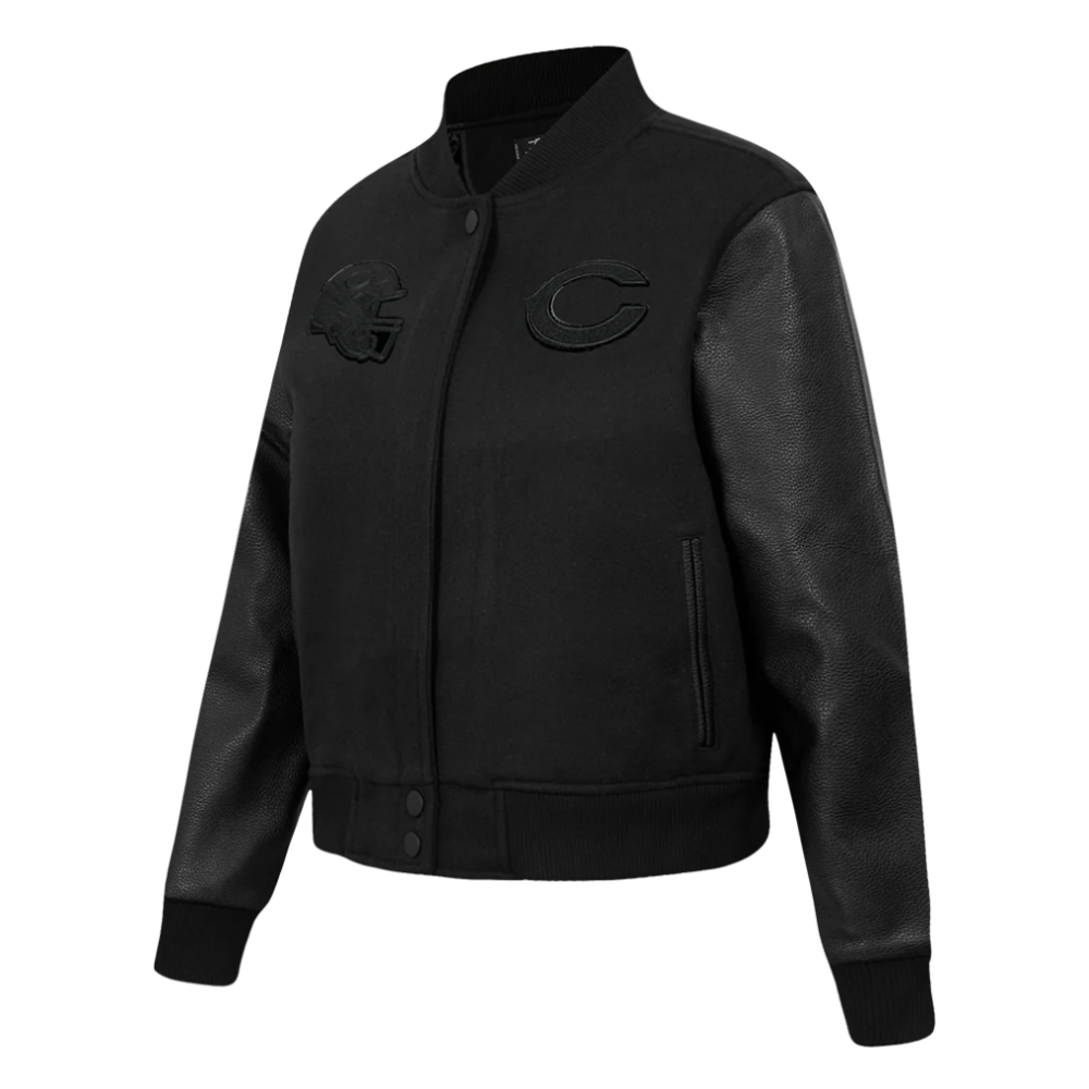 Alternative view of Chicago Bears Women's Triple Black Varsity Jacket