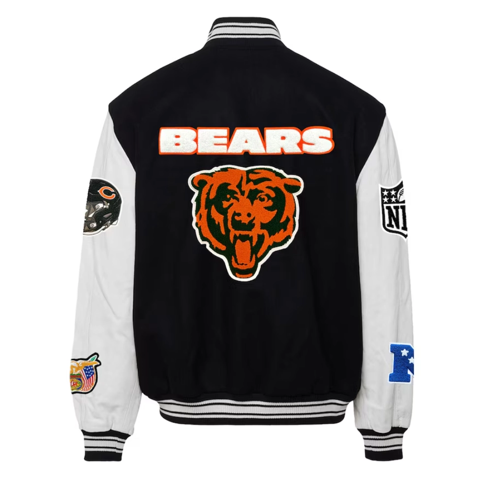 Alternative view of Chicago Bears Black/White Wool/Leather Jacket