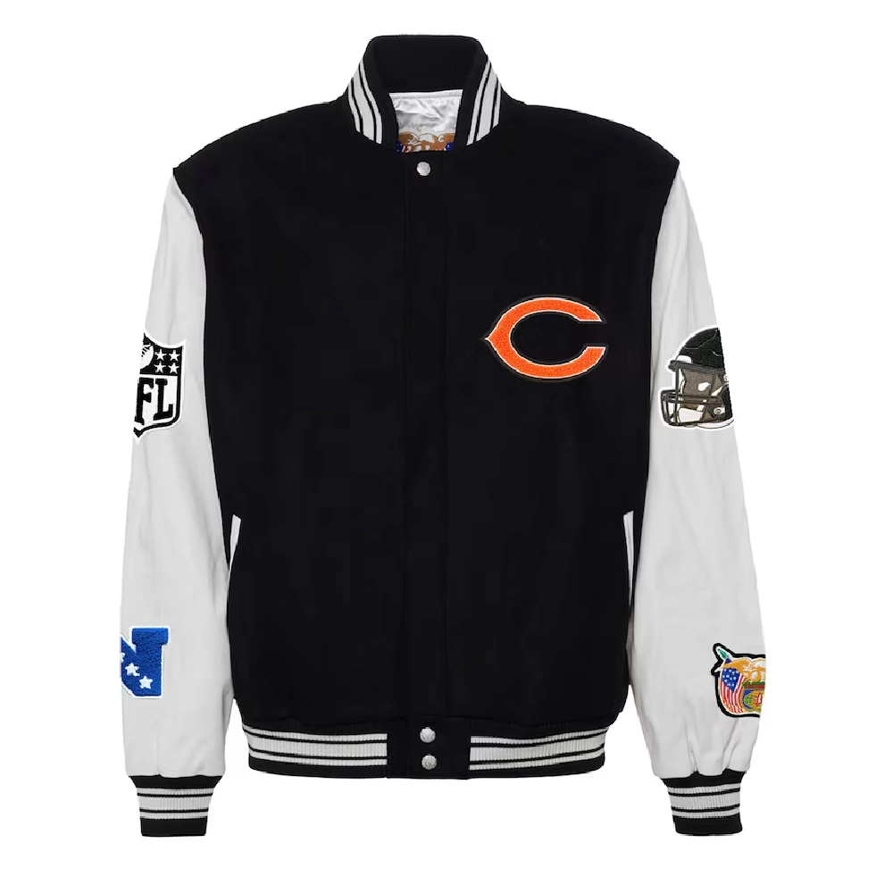Chicago Bears Black/White Wool/Leather Jacket