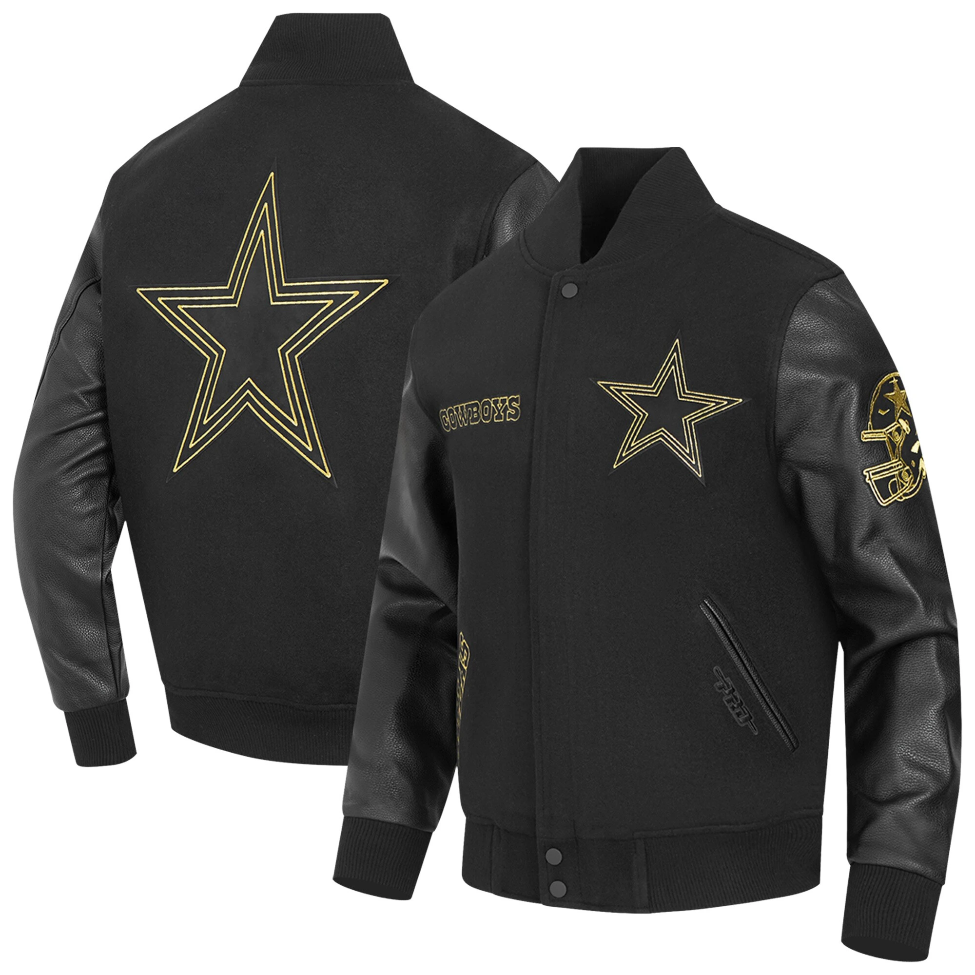 Dallas Cowboys Black & Gold Wool/Leather Varsity Jacket - Image 5