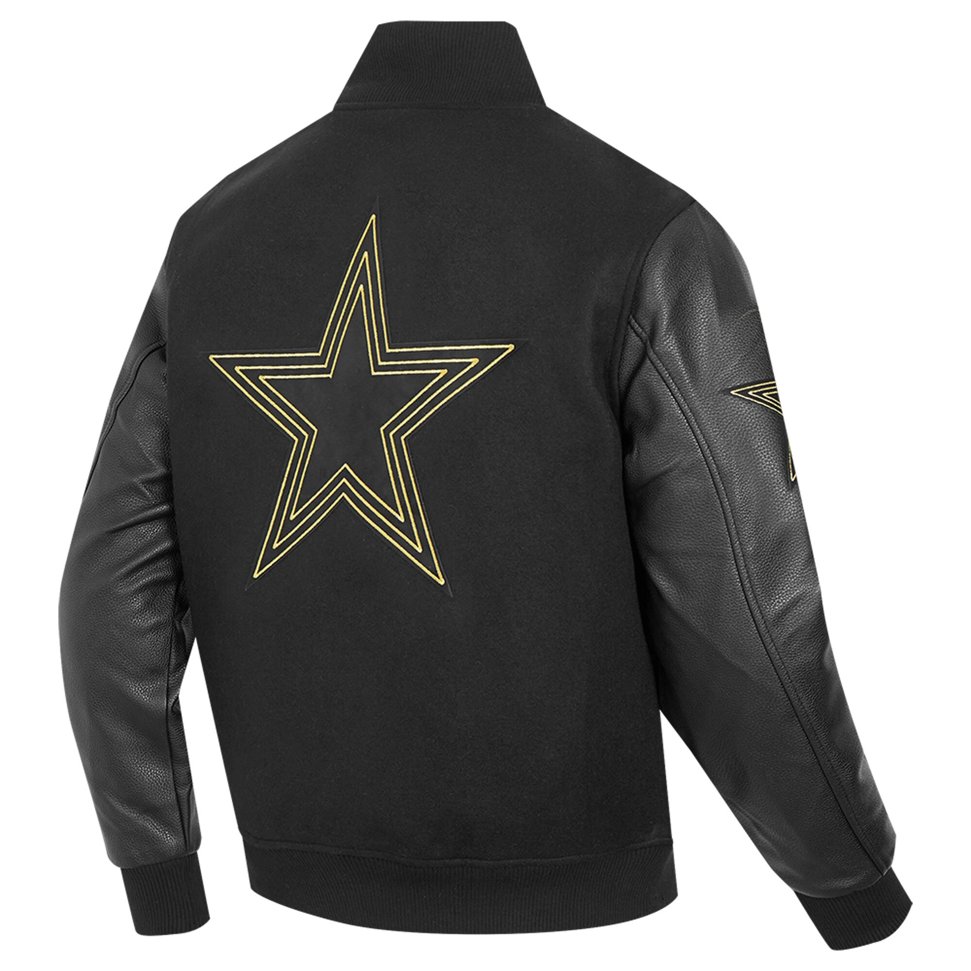 Dallas Cowboys Black & Gold Wool/Leather Varsity Jacket - Image 3