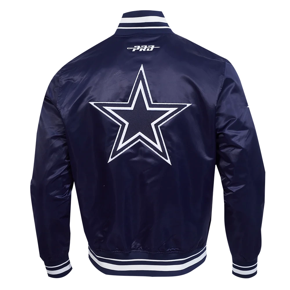 Dallas Cowboys City Ransom Navy Satin Varsity Jacket - Image 4