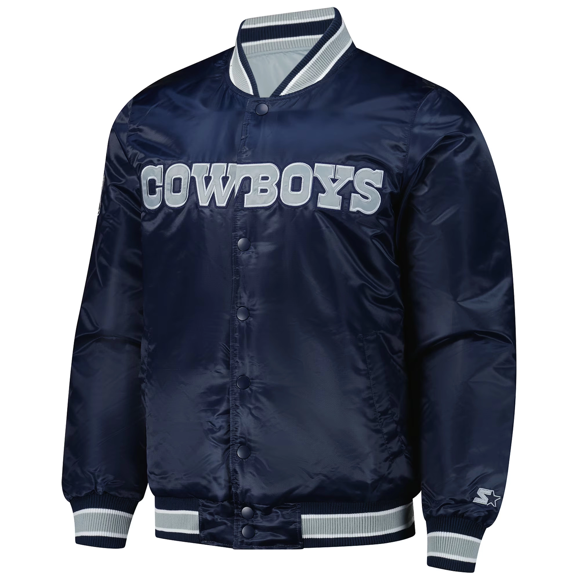 Dallas Cowboys Closer Blue Satin Varsity Jacket