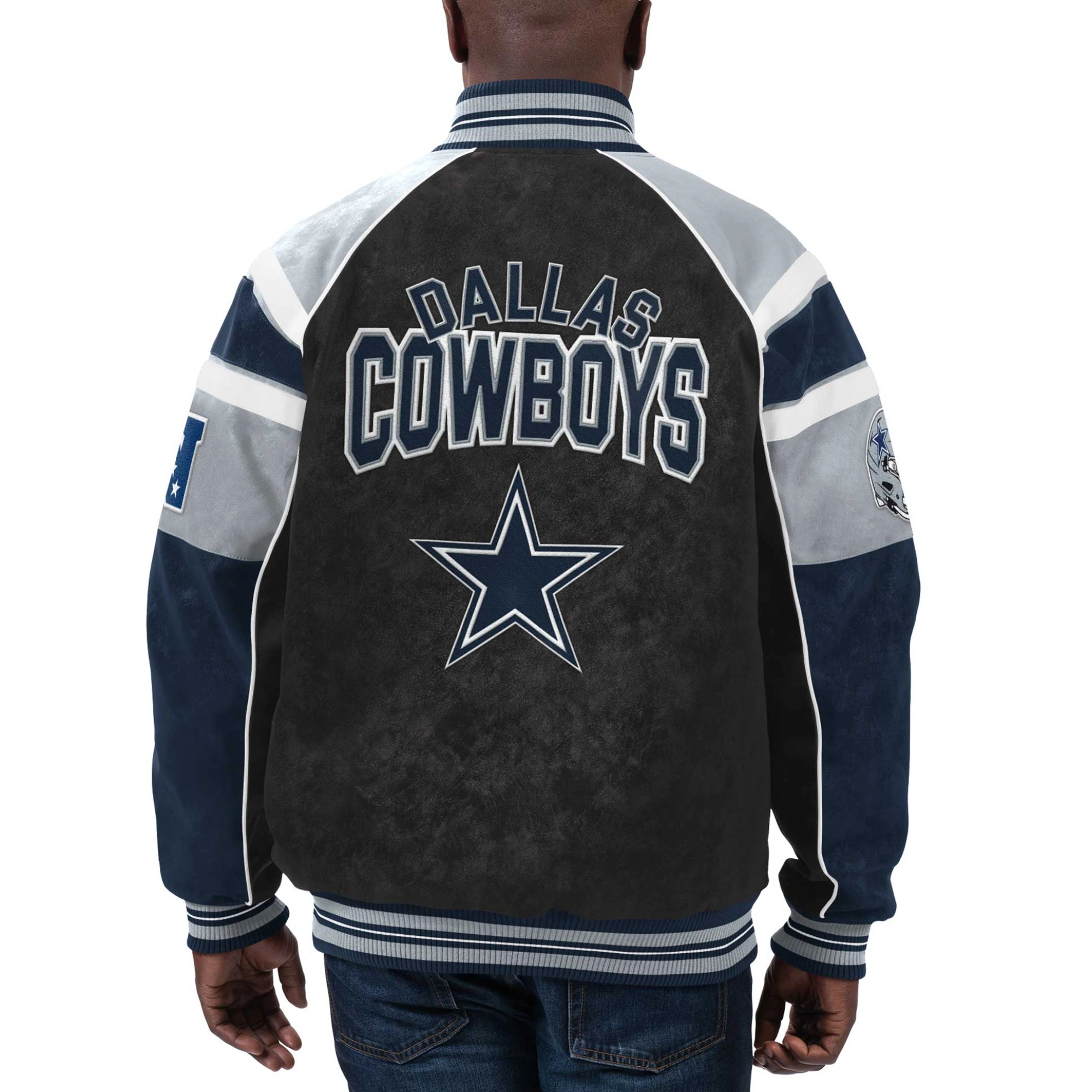 Alternative view of Dallas Cowboys Raglan Black Suede Leather Jacket