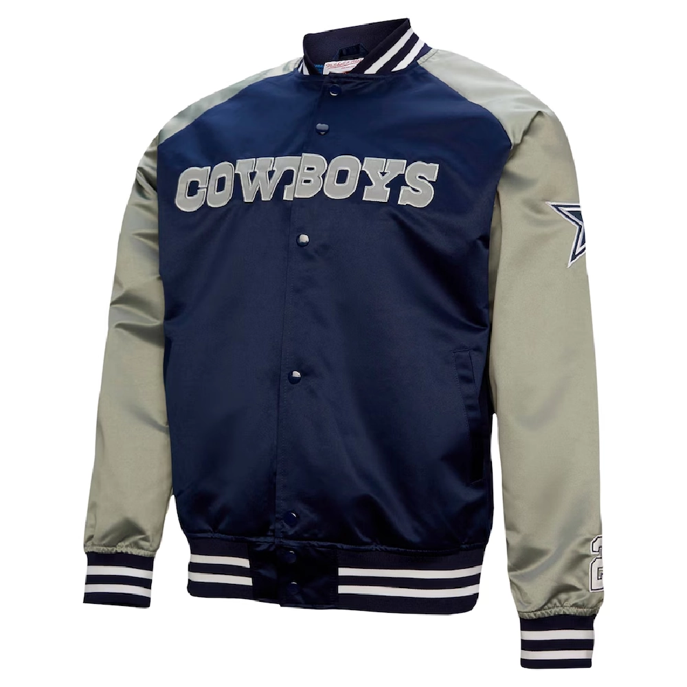 Dallas Cowboys Primetime Navy/Gray Satin Jacket