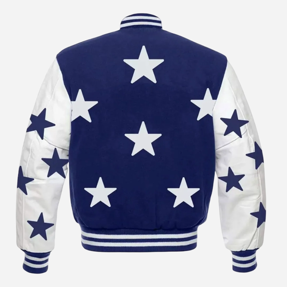 Alternative view of Dallas Cowboys Letterman Navy/White Wool & Leather Jacket