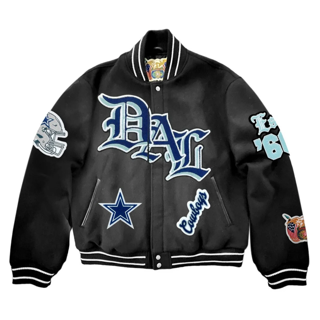 Dallas Cowboys Old English Black Full Wool Jacket