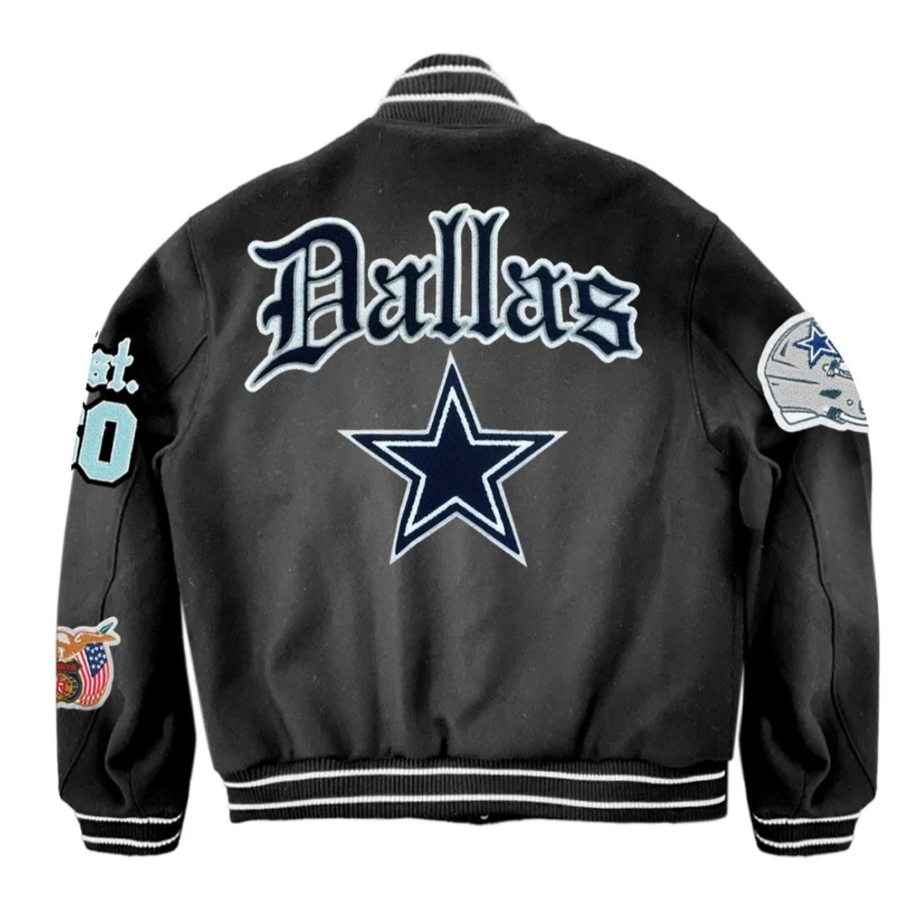 Alternative view of Dallas Cowboys Old English Black Full Wool Jacket