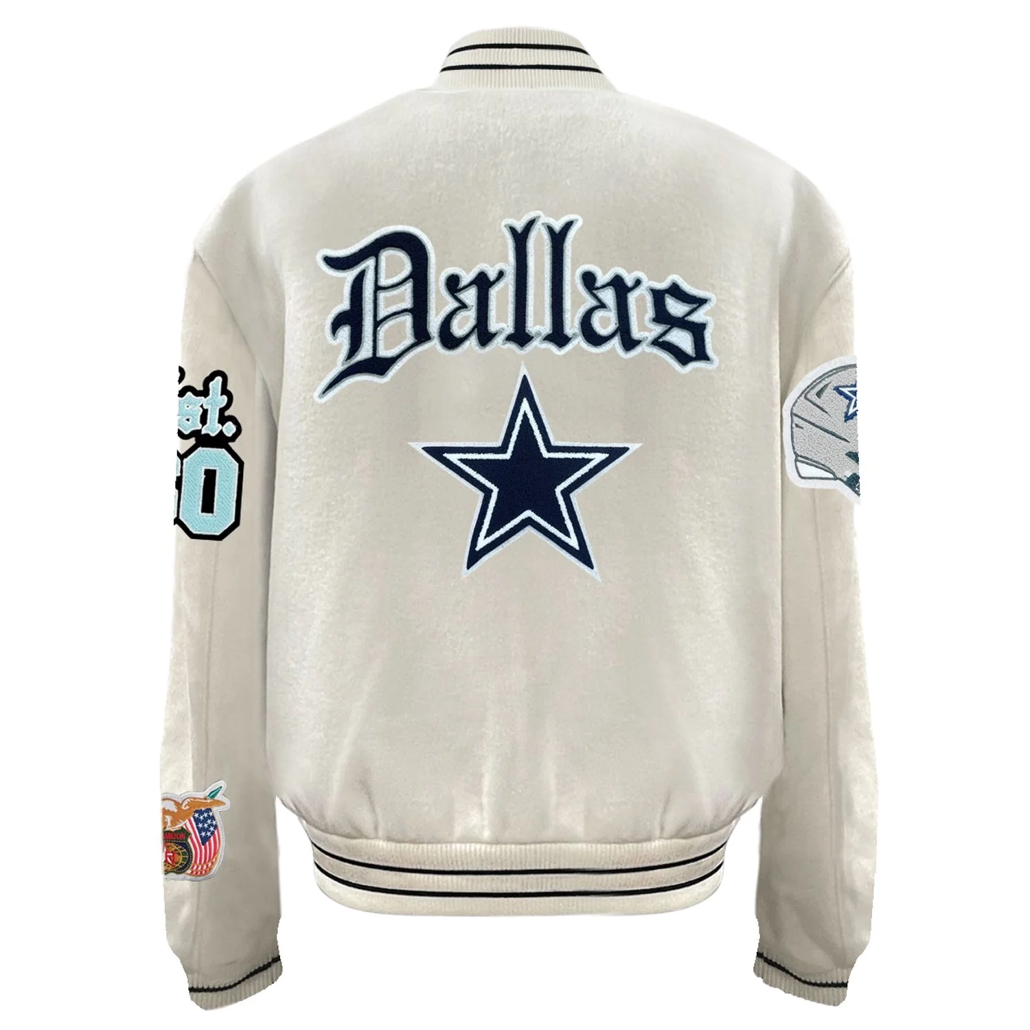 Alternative view of Dallas Cowboys Old English White Full Wool Jacket