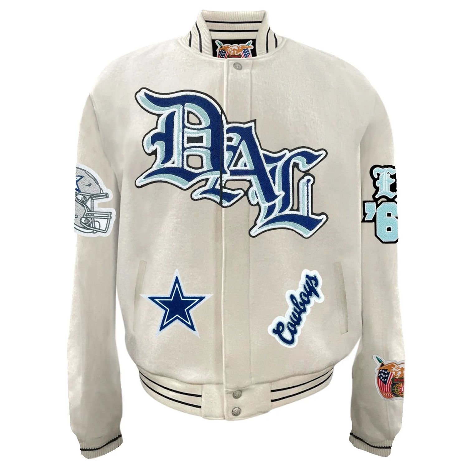 Dallas Cowboys Old English White Full Wool Jacket