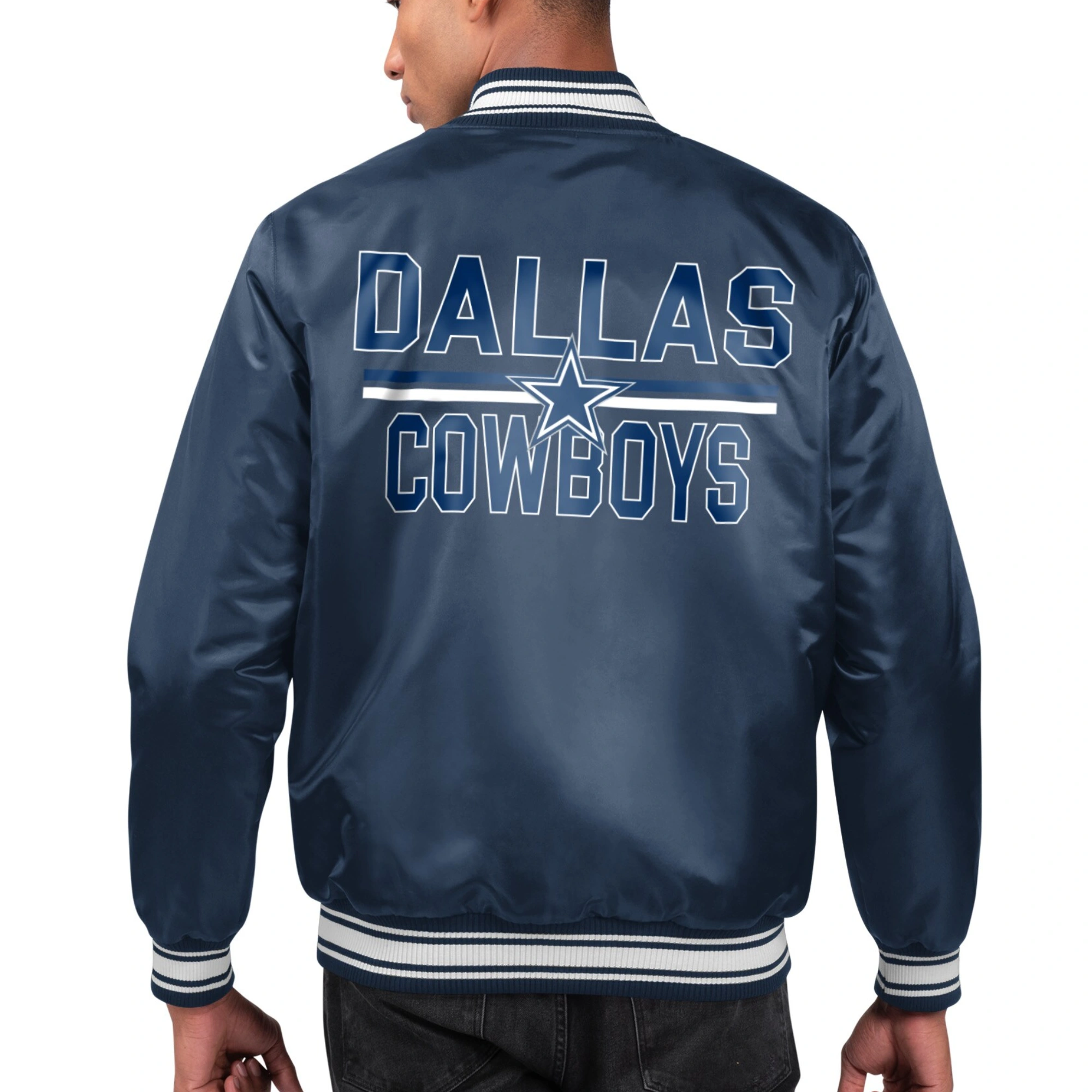 Alternative view of Dallas Cowboys Printed Team Logo Navy Satin Varsity Jacket