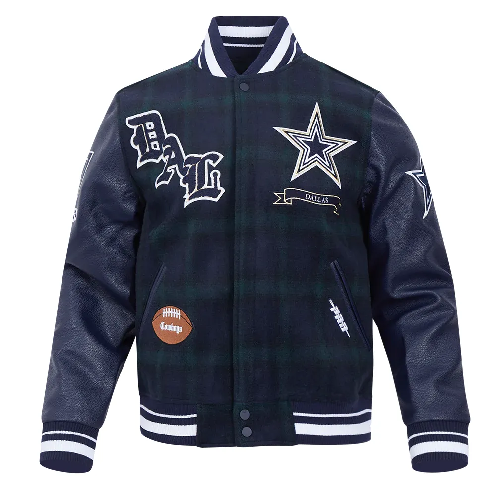 Dallas Cowboys Pro Prep Plaid Wool/Leather Varsity Jacket