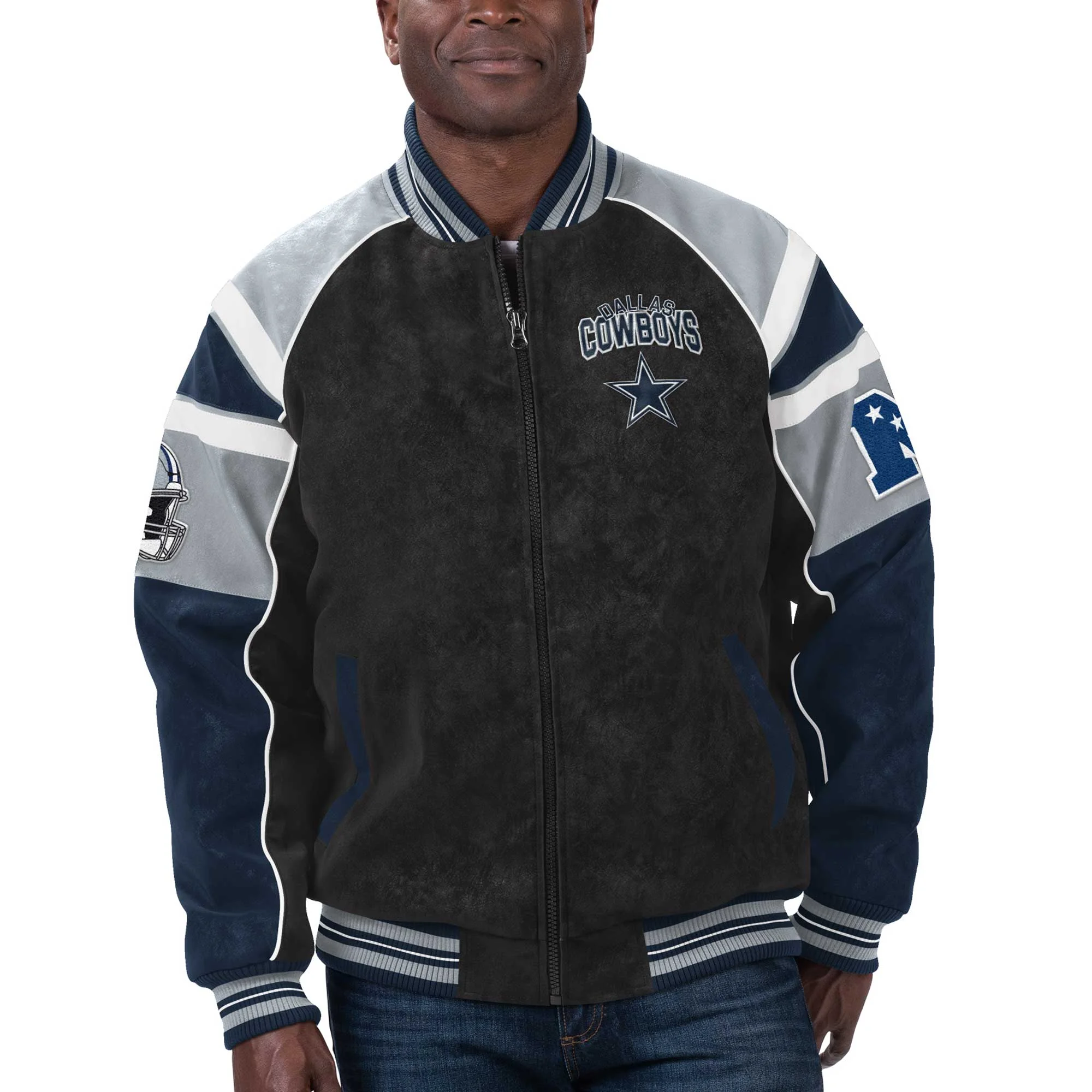 Dallas Cowboys Suede Leather Full-Zip Bomber Jacket