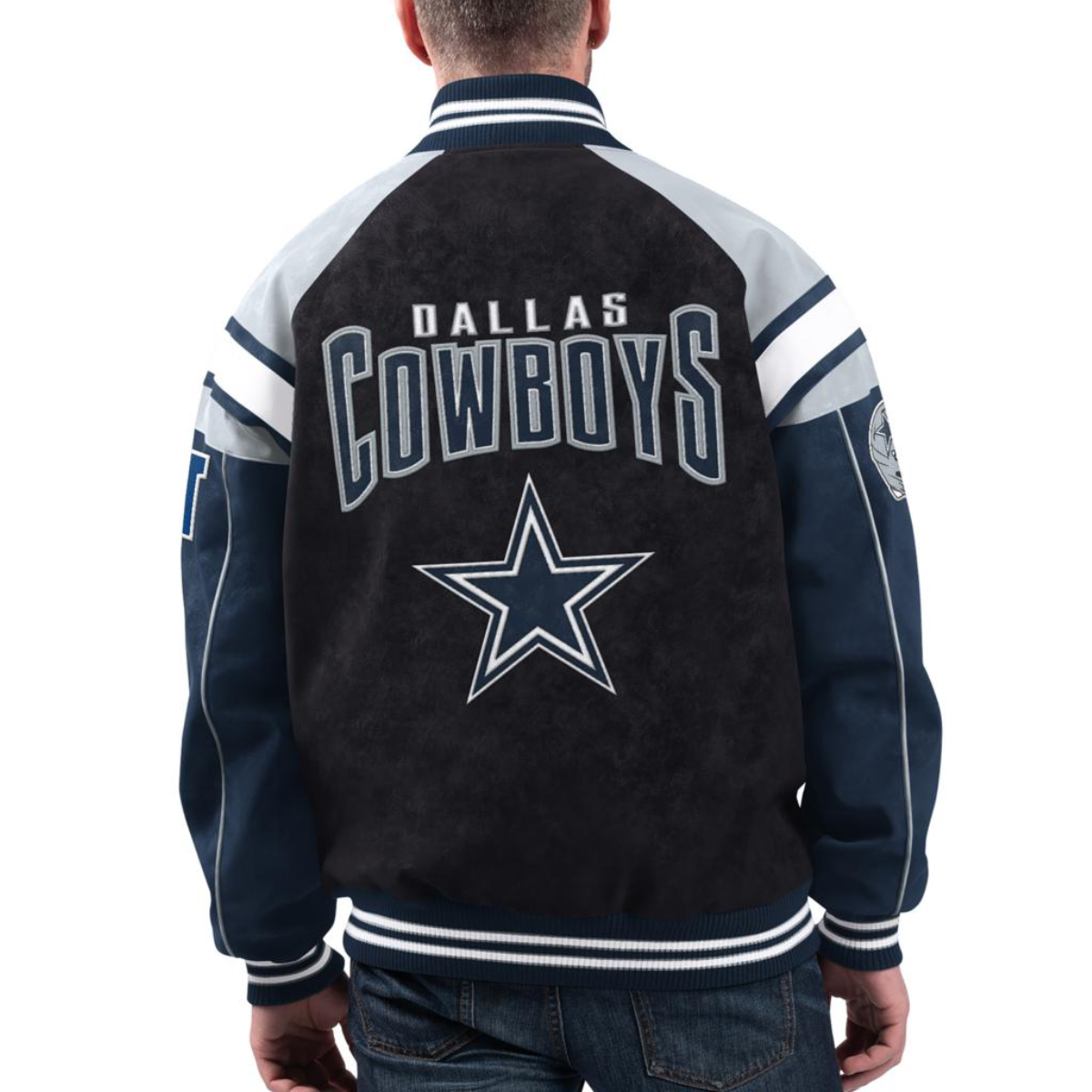 Alternative view of Dallas Cowboys Suede Raglan Black Jacket