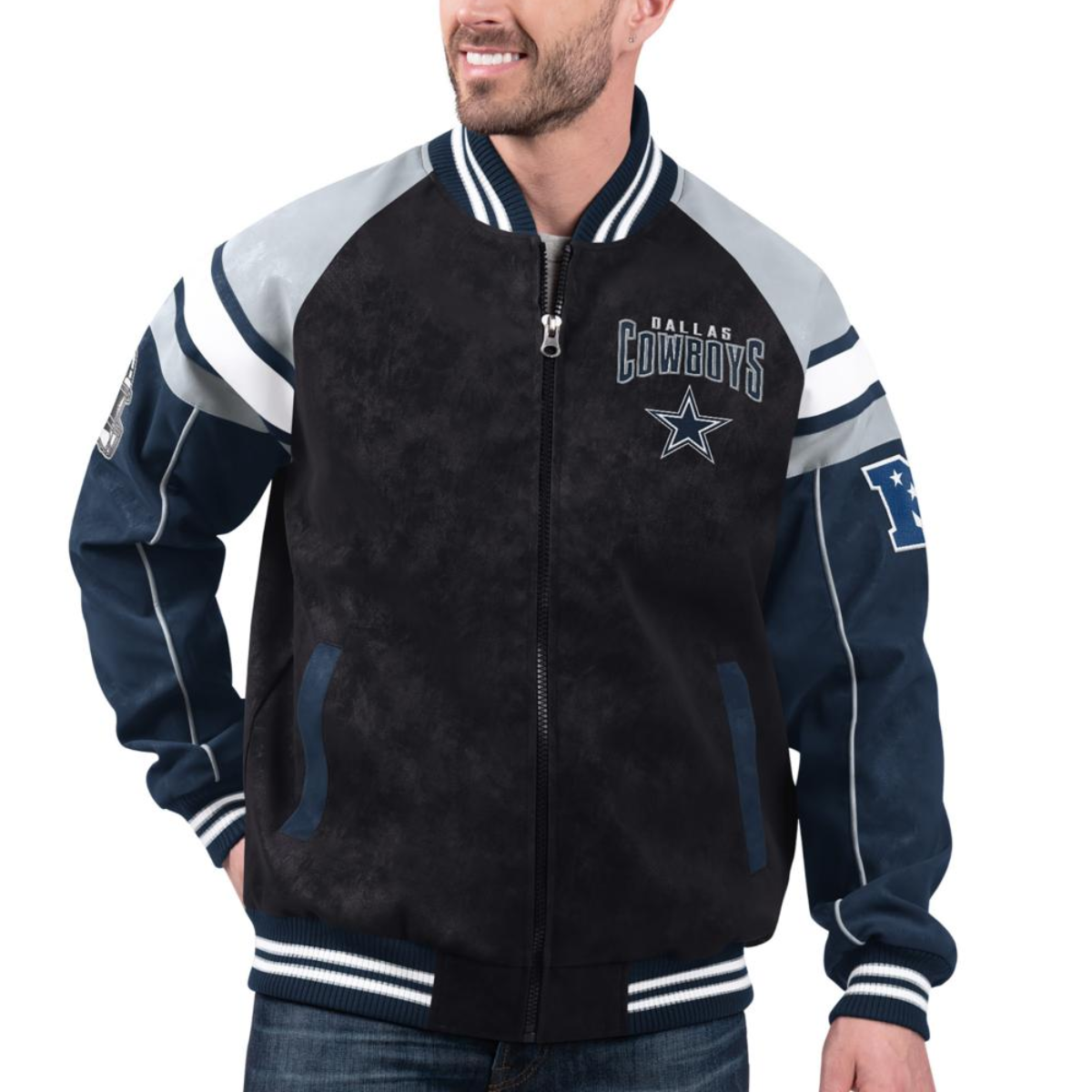 Dallas Cowboys Suede Raglan Black Jacket