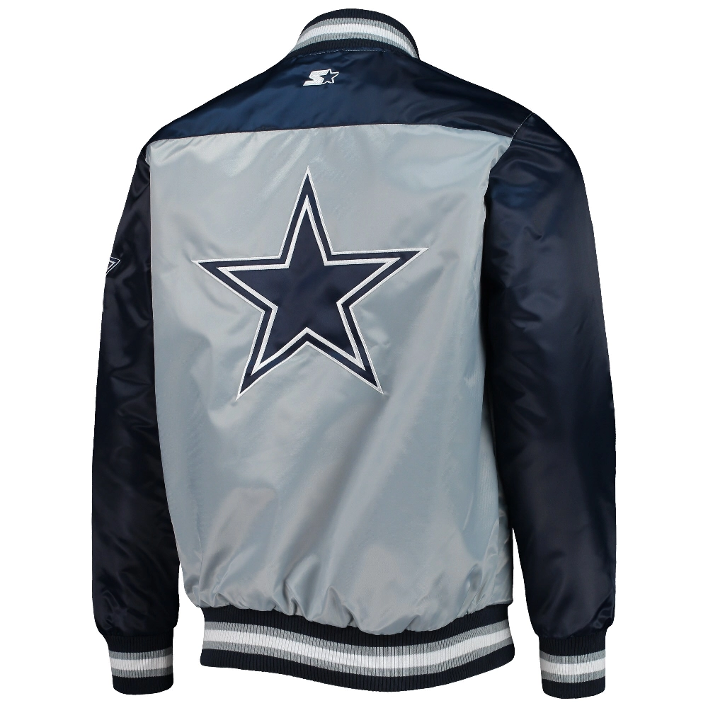 Alternative view of Dallas Cowboys The Tradition II Gray/Navy Satin Varsity Jacket