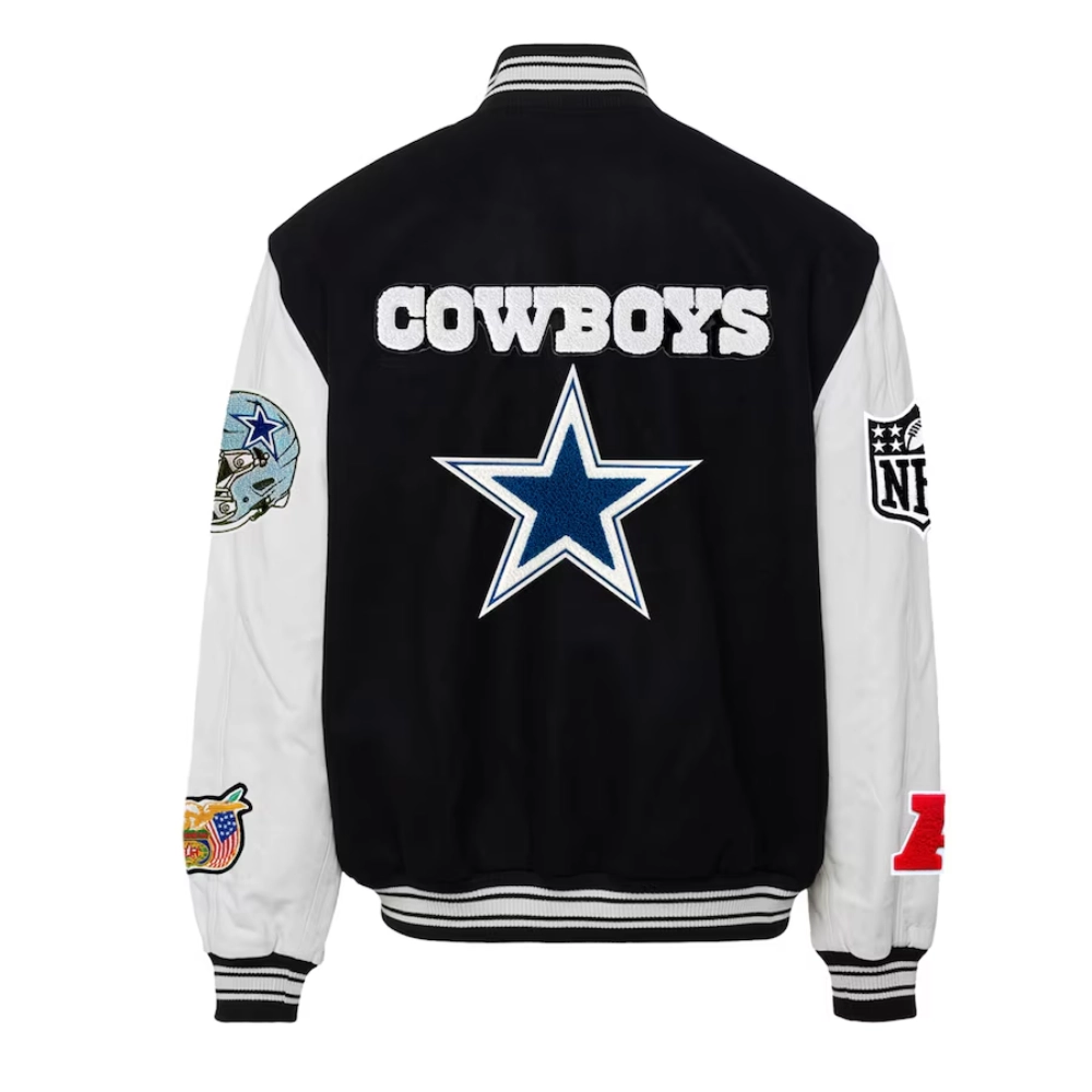 Alternative view of Dallas Cowboys Black/White Wool/Leather Jacket