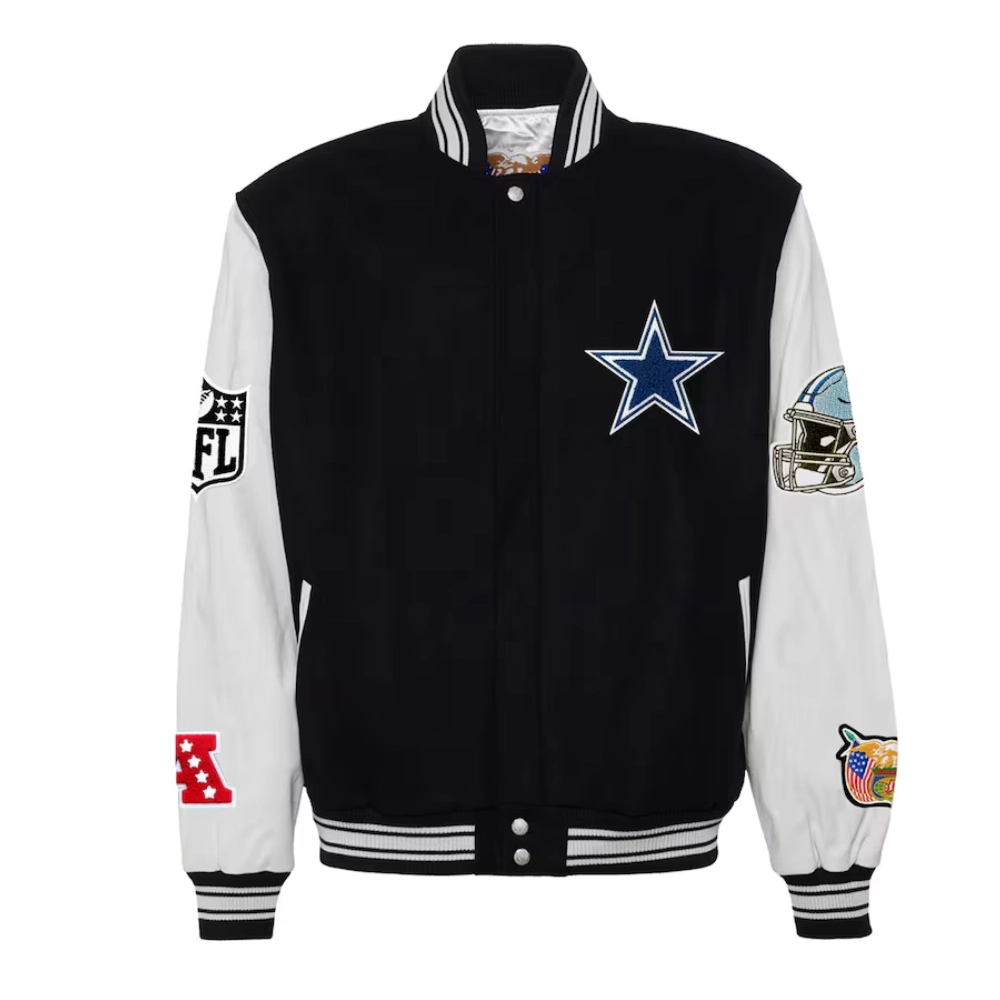 Dallas Cowboys Black/White Wool/Leather Jacket