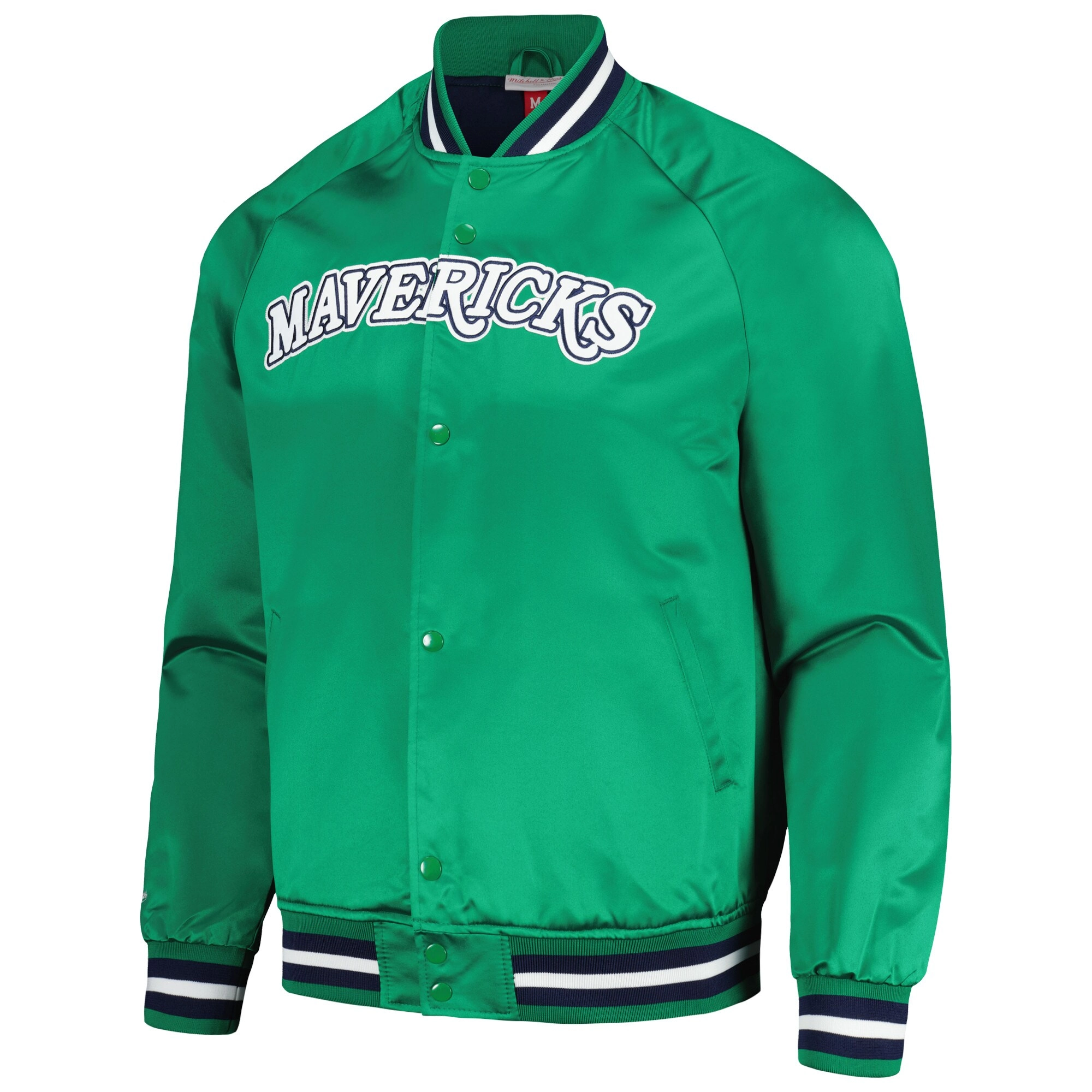 Dallas Mavericks Throwback Wordmark Green Satin Jacket
