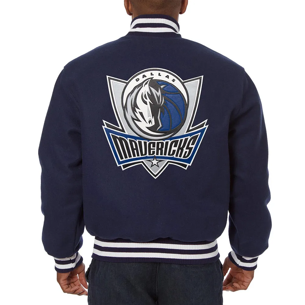 Alternative view of Dallas Mavericks Full Wool One Color Navy Varsity Jacket