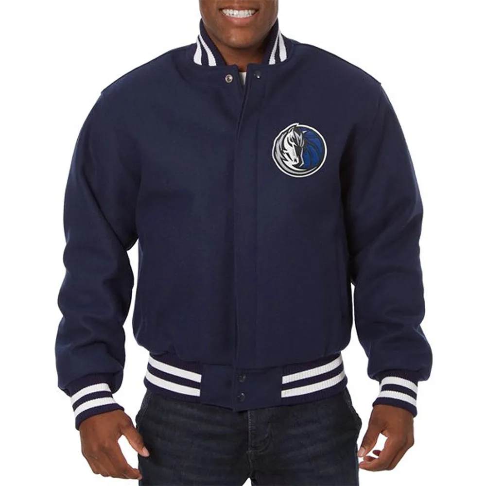 Dallas Mavericks Full Wool One Color Navy Varsity Jacket