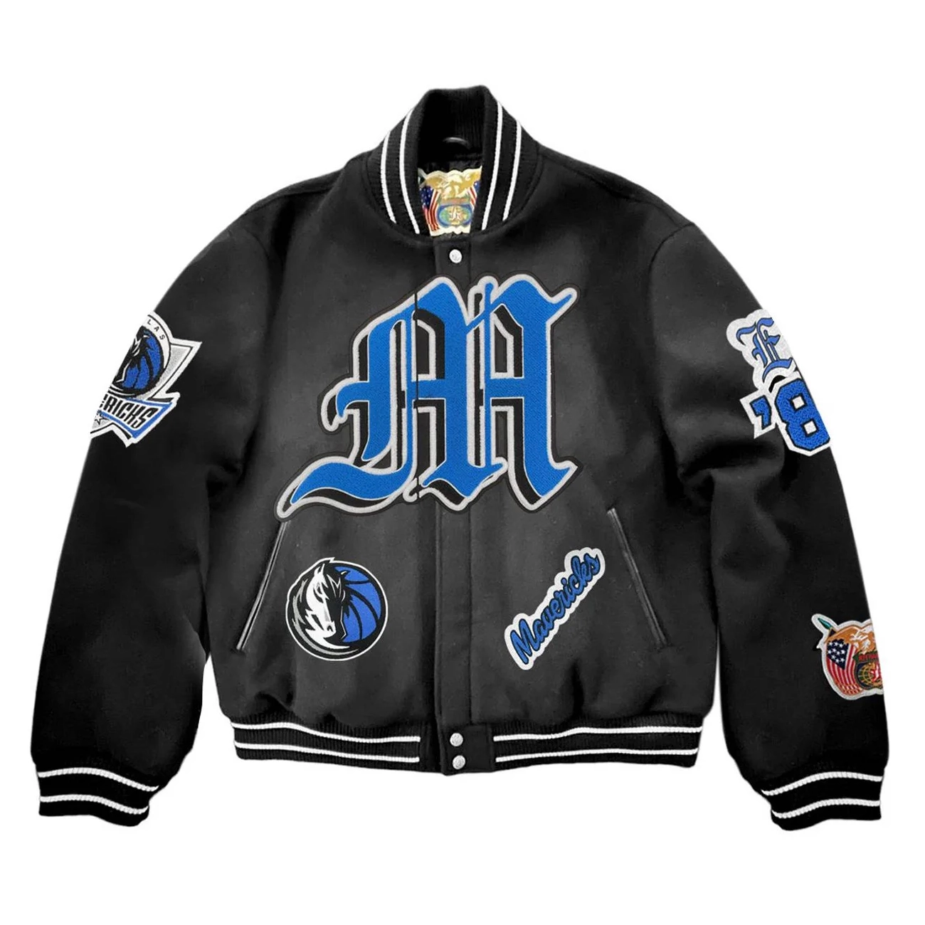 Dallas Mavericks Old English Black Full Wool Jacket