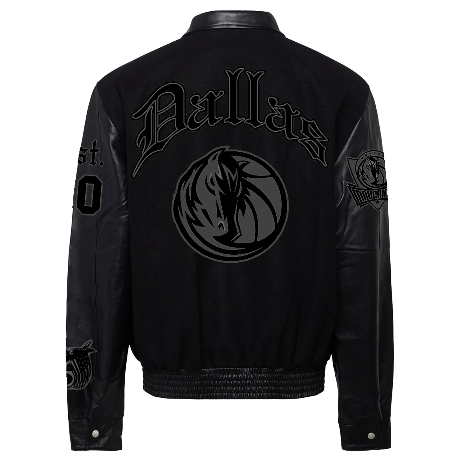 Alternative view of Dallas Mavericks Old English Black Wool/Leather Jacket