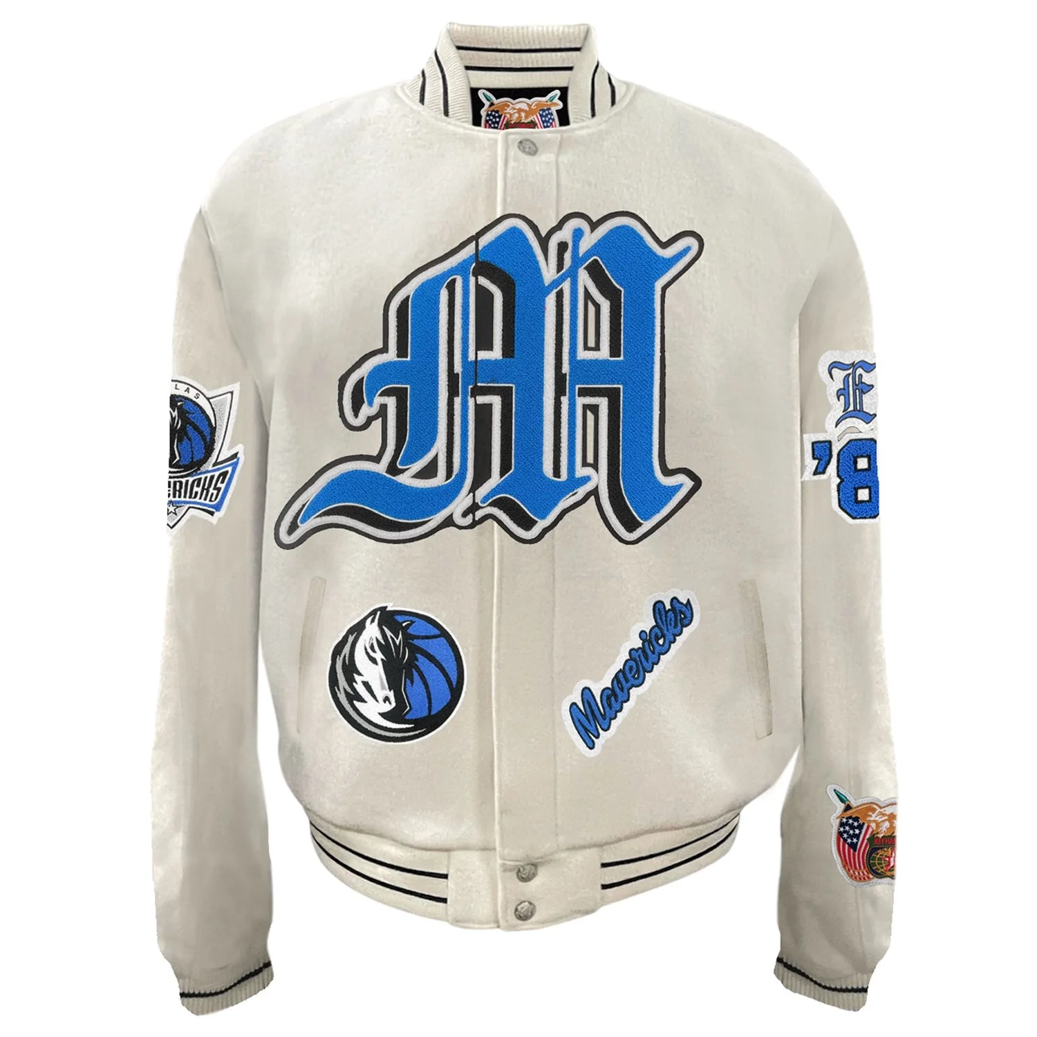 Dallas Mavericks Old English White Full Wool Jacket