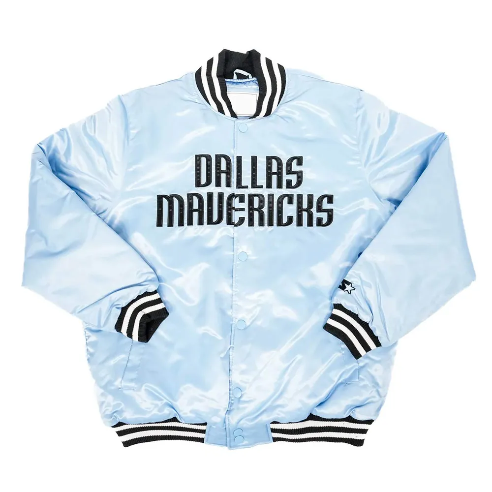 Dallas Mavericks Vintage Light Blue Satin Varsity Jacket