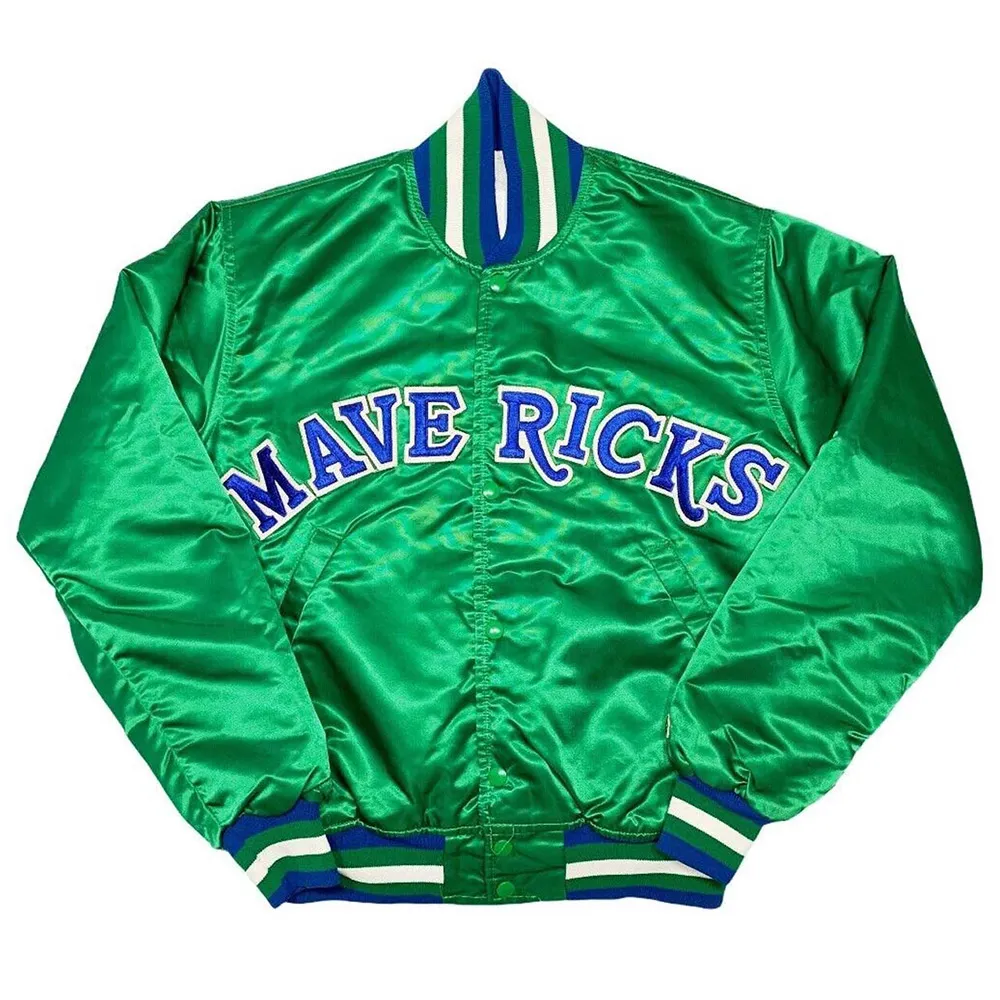 Dallas Mavericks Vintage Full-Snap Green Satin Jacket