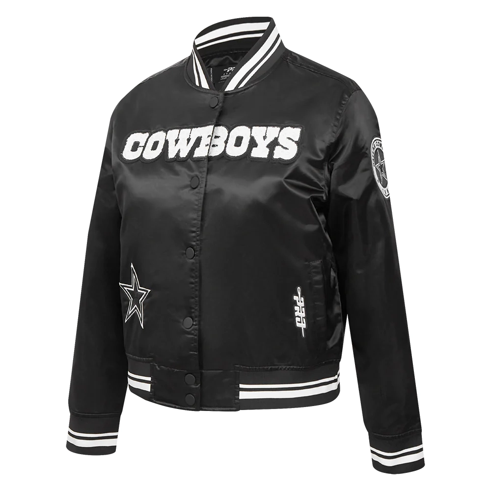 Alternative view of Dallas Cowboys Woman's Pearls Black Satin Varsity Jacket