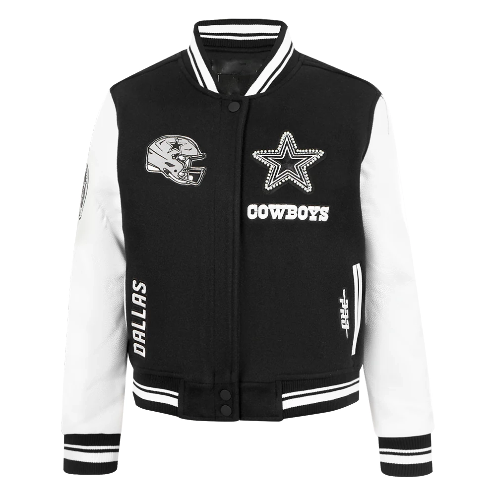 Dallas Cowboys Woman's Pearls Wool/Leather Varsity Jacket