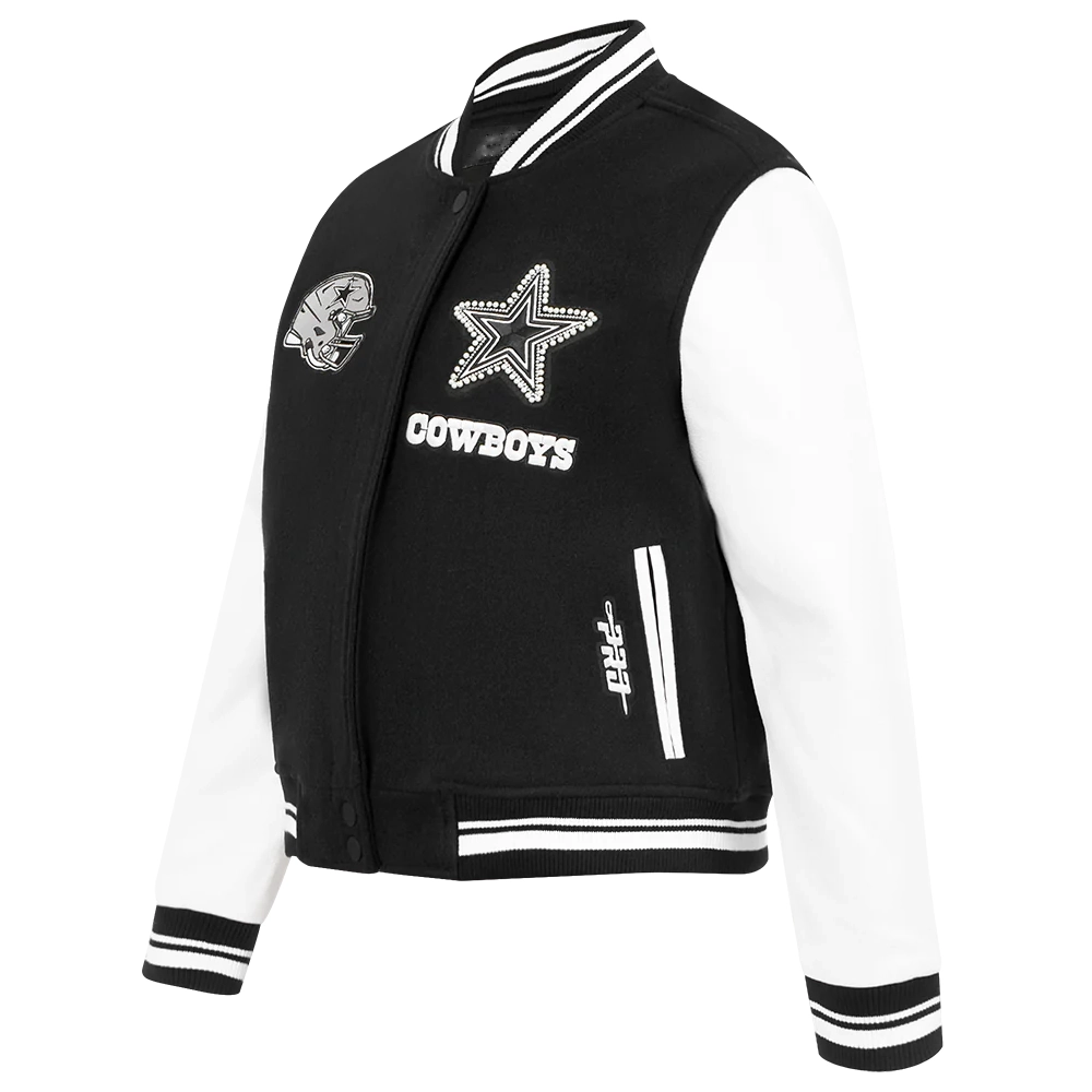 Alternative view of Dallas Cowboys Woman's Pearls Wool/Leather Varsity Jacket