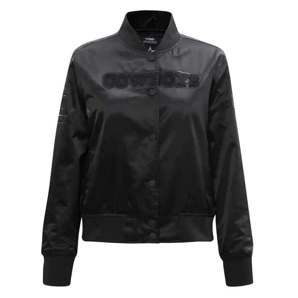 Dallas Cowboys Woman's Triple Black Satin Jacket
