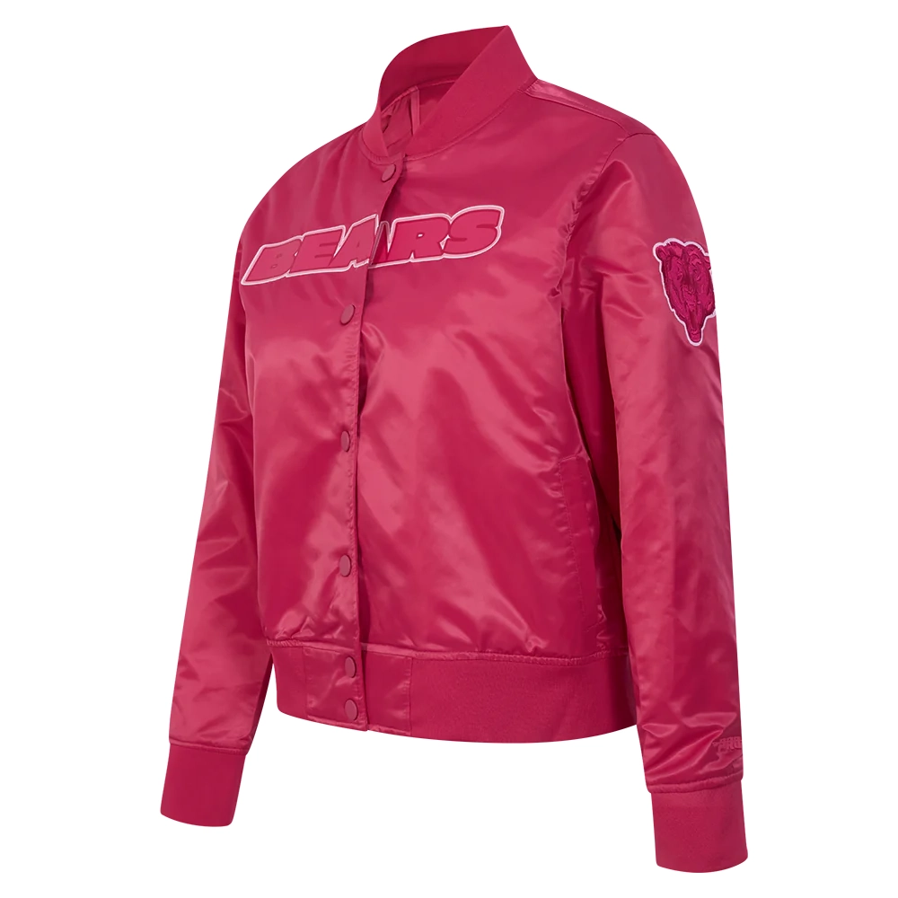 Alternative view of Chicago Bears Women's Triple Pink Satin Varsity Jacket