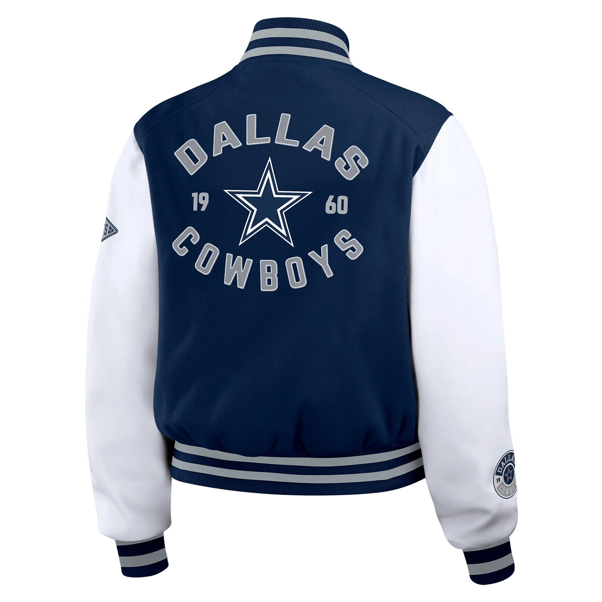 Alternative view of Dallas Cowboys Women’s Cropped Full Zip Navy/White Wool Jacket