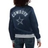 Dallas Cowboys Women's Full Count Blue Satin Jacket - Image 2