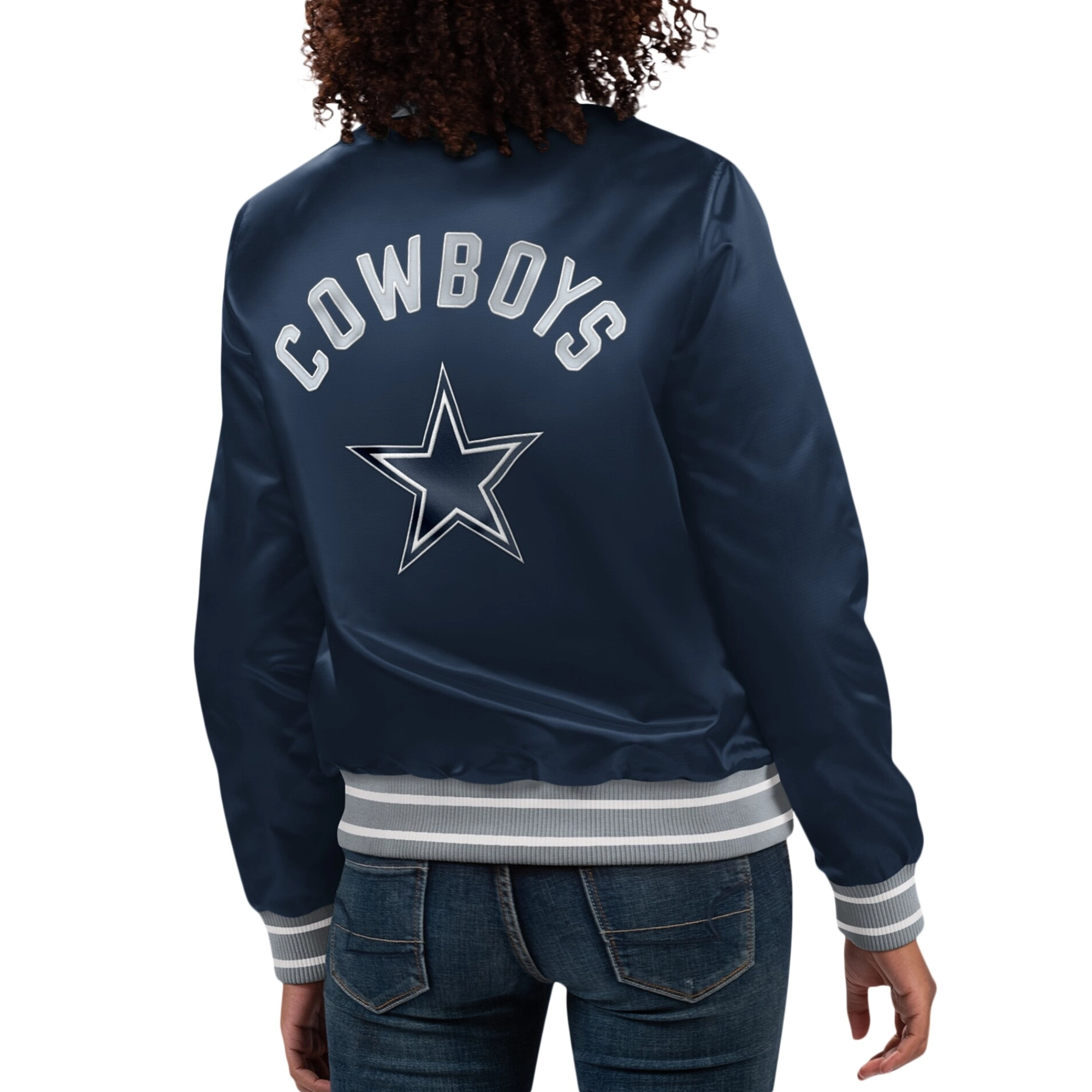 Alternative view of Dallas Cowboys Women's Full Count Blue Satin Jacket
