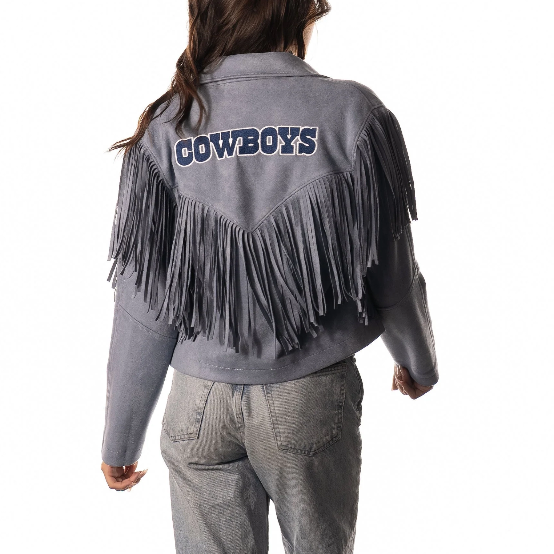 Alternative view of Women’s Dallas Cowboys Fringe Blue Leather Suede Jacket