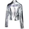Dallas Cowboys Women’s Moto Full-Zip Silver Leather Jacket - Image 2
