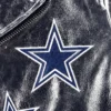 Dallas Cowboys Women’s Moto Full-Zip Silver Leather Jacket - Image 3