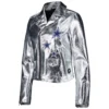 Dallas Cowboys Women’s Moto Full-Zip Silver Leather Jacket