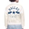 Dallas Cowboys Women's Round Logo Cream Satin Jacket - Image 2