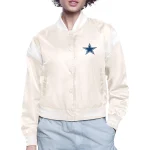 Dallas Cowboys Women's Round Logo Cream Satin Jacket