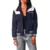 Dallas Cowboys Women's Suede Full-Snap Navy Bomber Jacket