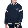 Dallas Cowboys Women's Tournament Navy Satin Varsity Jacket