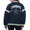Dallas Cowboys Women's Tournament Navy Satin Varsity Jacket - Image 2