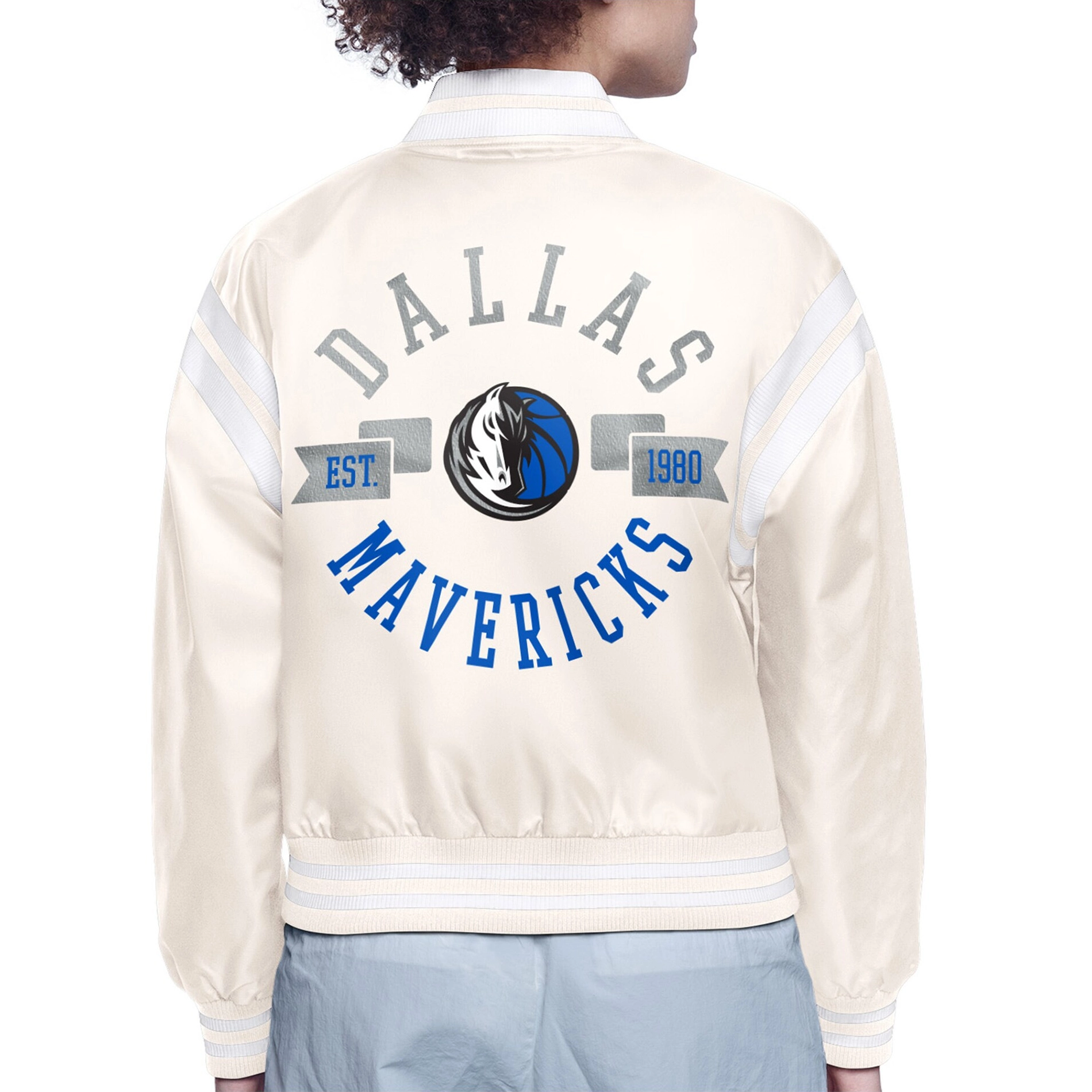 Alternative view of Dallas Mavericks Women's Round Logo Cream Satin Jacket