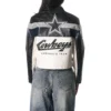 Dallas Cowboys Women’s Moto Full-Zip Black Leather Jacket - Image 2