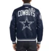 Dallas Cowboys Letterman Navy Satin Jacket - Image 2